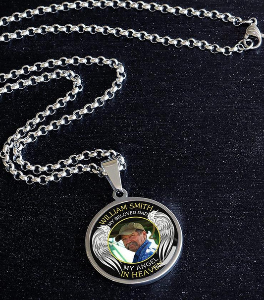 Personalized Memorial Photo Engraved Necklace Copper with Platinum Plated Silver_4