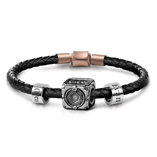 Sword and Skeleton Vintage Bead & Customized Classic Beads S925 Sterling Silver with Gift Copper Black Leather Men's Bracelet Jewelry for Men_1