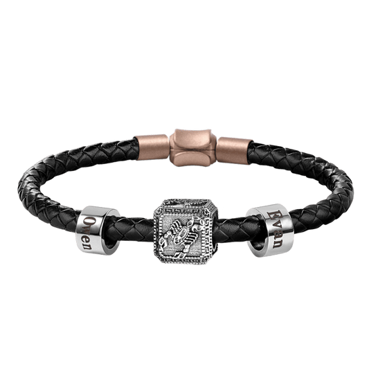 Beetle Vintage Bead & Customized Classic Beads S925 Sterling Silver with Gift Copper Black Leather Men's Bracelet Jewelry for Men_1