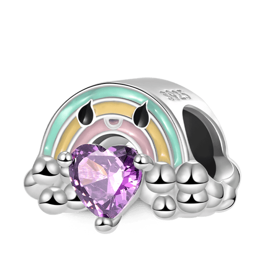 Rainbow Embraces Heart Gemstone Charm Bead 925 Sterling Silver with Colorful Enamels_1