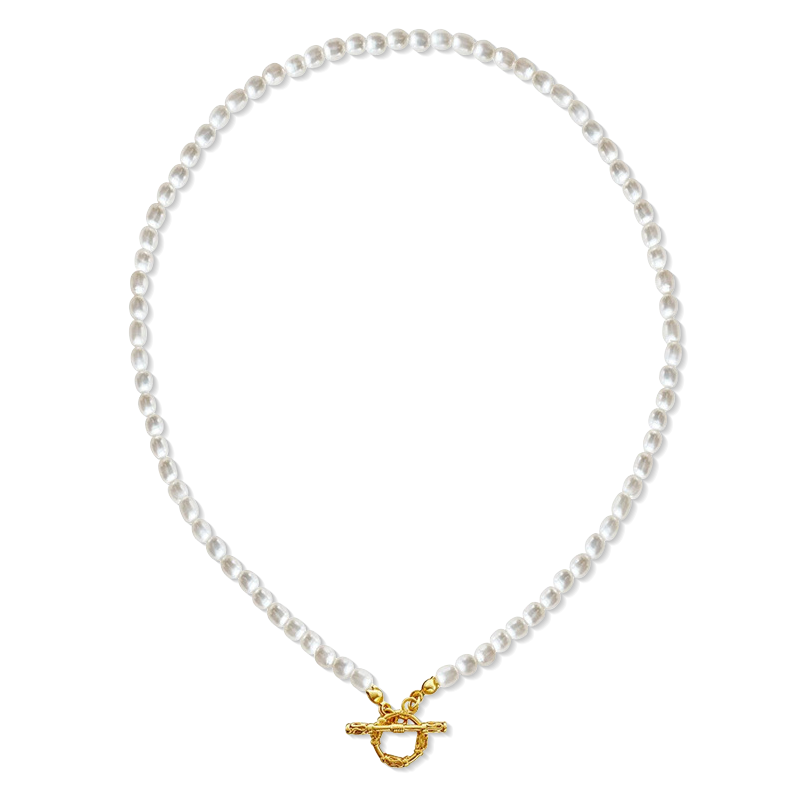 Elegant Pearl Choker Necklace Copper with 18K Gold Plated_1