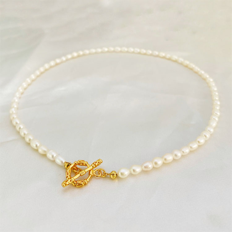 Elegant Pearl Choker Necklace Copper with 18K Gold Plated_2