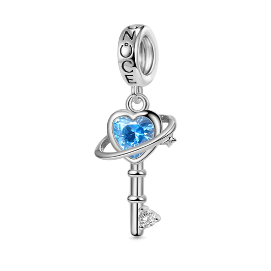 Blue Planet Key Pendant Dangle Charm 925 Sterling Silver_1
