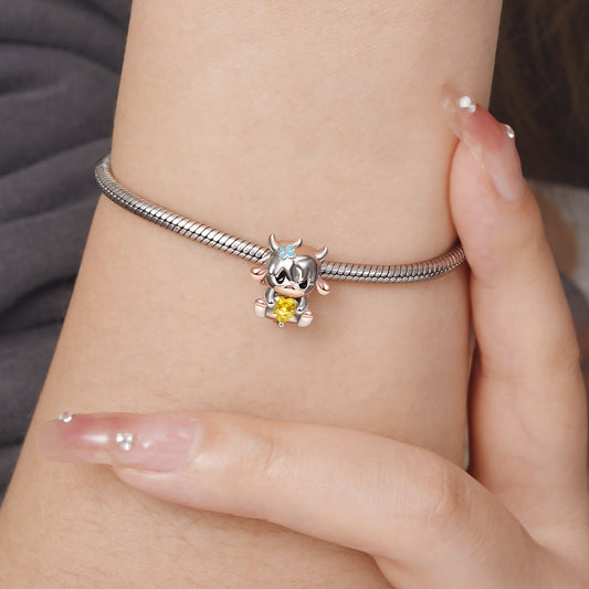 Yak Embraces Heart Gemstone Charm Bead 925 Sterling Silver_3