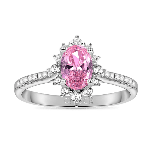 Gnoce Four Prong Oval Pink Halo Engagement Ring_1