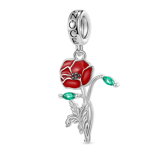 Gnoce Red Poppy Flower Pendant Dangle Charm_1
