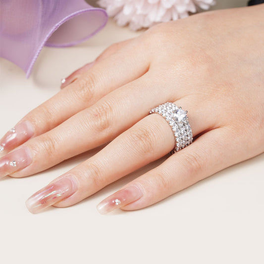 Gnoce Sparkling Round Cut Stackable Ring Set_4