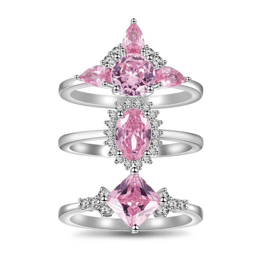 Gnoce Sparkling Triple Pink Stackable Ring Set_1