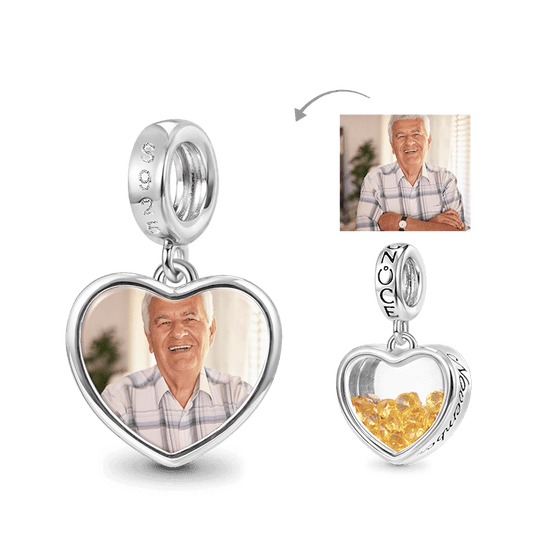 Gnoce Nov.Birthstone Heart Personalized Photo Pendant Dangle Charm_1