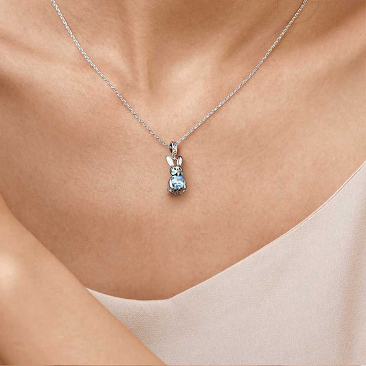 Gnoce Arctic Rabbit Embraces Heart Gem Pendant Dangle Charm_7