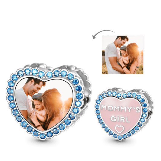 Gnoce "Mommy's Girl" Pink Heart Personalized Photo Charm_1