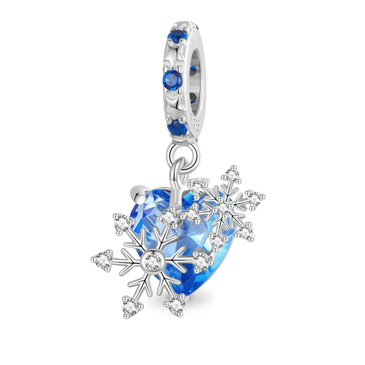 Gnoce Sparkling Snowflake Heart Pendant Dangle Charm_1
