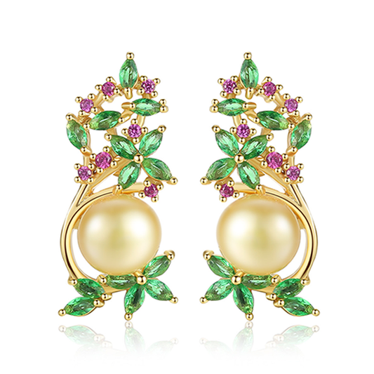 Gnoce Vintage Flower & Pearl Stud Earrings_1