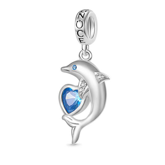 Gnoce Dolphin Embraces Heart Gem Pendant Dangle Charm_1