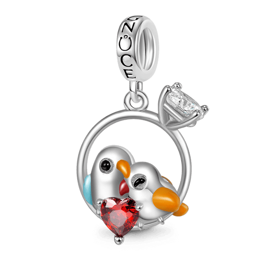 Gnoce Lovebirds Embrace Heart Gem Pendant Dangle Charm_1
