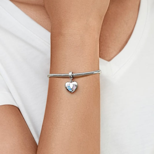 Gnoce Baby Footprints Heart Engravable Pendant Dangle Charm_3