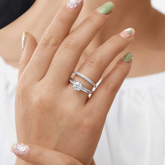 Gnoce Double Clear Round Cut Stackable Ring Set_5