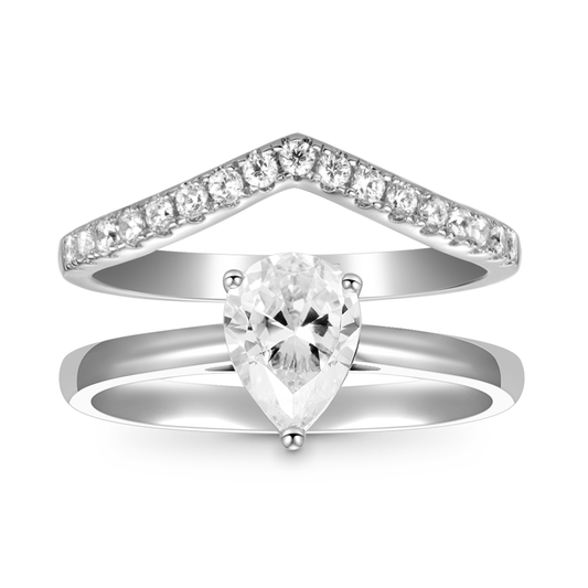 Gnoce Classic Pear Cut Wishbone Stackable Ring Set_1