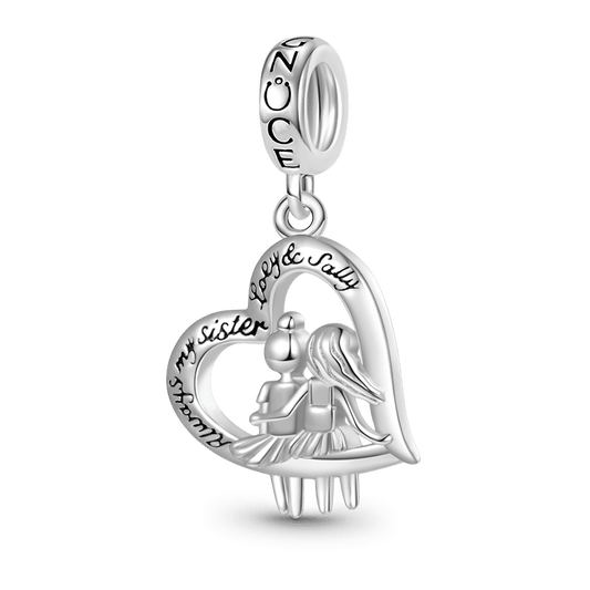 Gnoce Sister Love Heart Engravable Pendant Dangle Charm_1