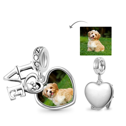 Gnoce Pet Lover Paw Personalized Photo Double Pendant Dangle Charm_1