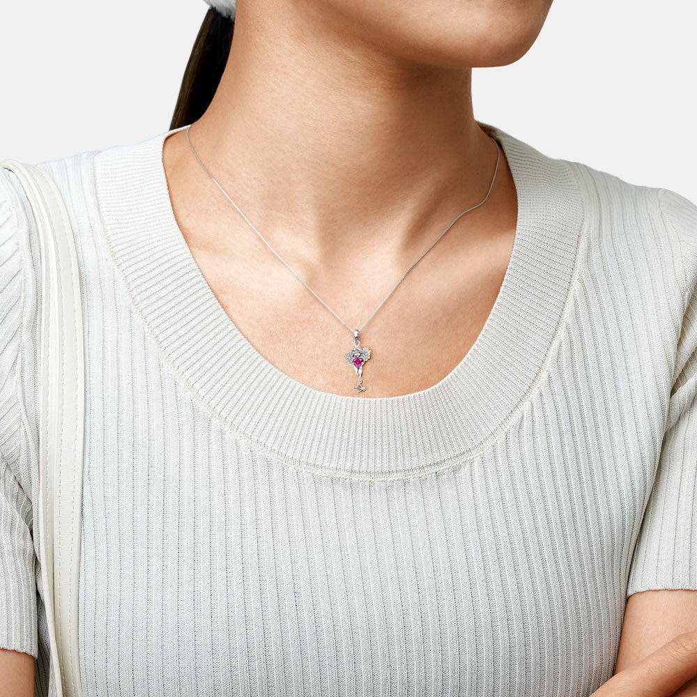 Gnoce Eros Cupid Embraces Heart Gem Necklace_3
