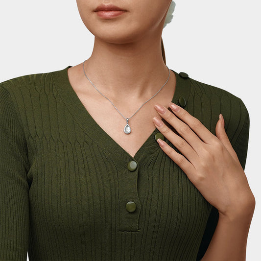 Gnoce Sparkling Pear-cut Personalized Photo Pendant Dangle Charm_4