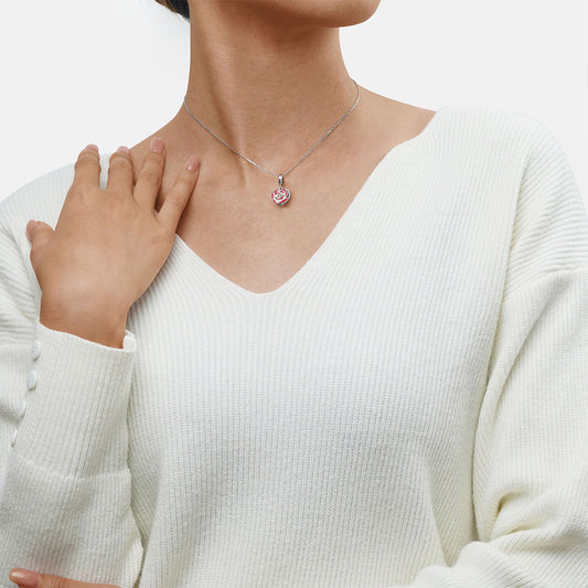 Gnoce Flower Heart Personalized Photo Double Pendant Dangle Charm_5