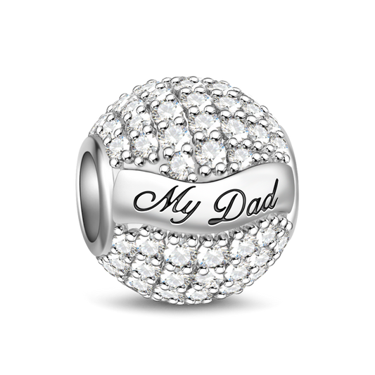 Gnoce “My Dad My Hero”925 Sterling Silver Paved Pure Crystal CZ Stones Charm Perfect Father's Day Gift_1