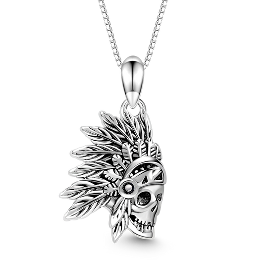 Gnoce Indian Blackened Skull Necklace_1