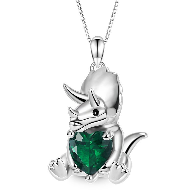 Gnoce Triceratops Embraces Heart Gem Necklace_1