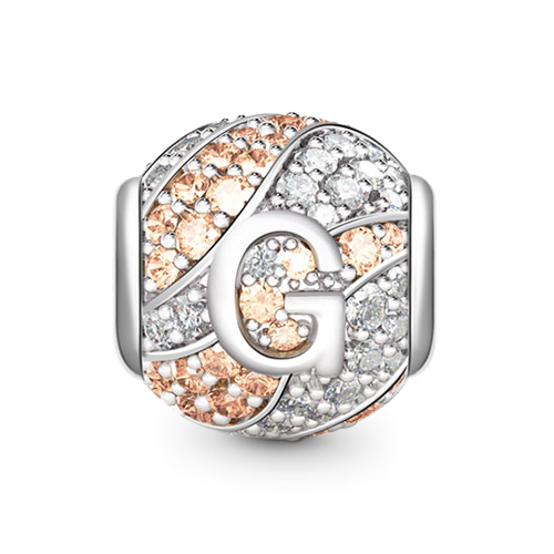 Gnoce “Letter G with Special Meaning for Special Person ”Made of 925 Sterling Silver Champagne & Clear  CZ Letter G Charm_1