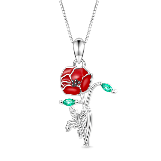 Gnoce Red Poppy Flower Necklace_1