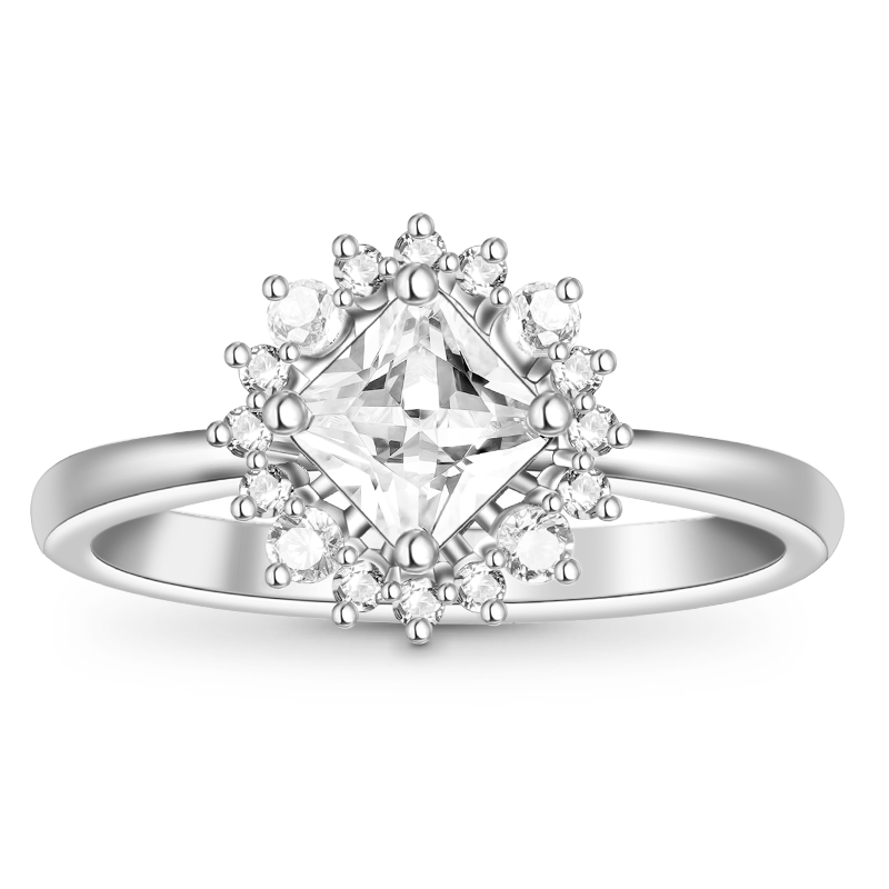 Gnoce Shimmering Four Prong Square Cut Promise Ring_1