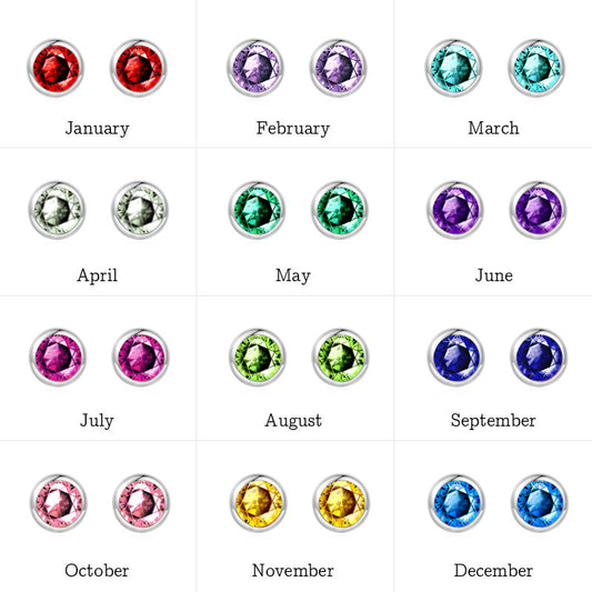 Gnoce Birthstone Round Stud Earrings_5