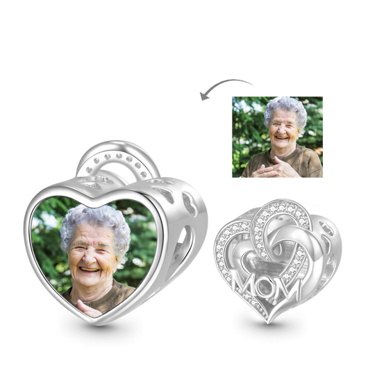Gnoce "Love You, Mom" Heart Personalized Photo Charm_1