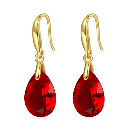 Gnoce Birthstone Pear-shape Drop Dangle Earrings 18K Gold Plated_1