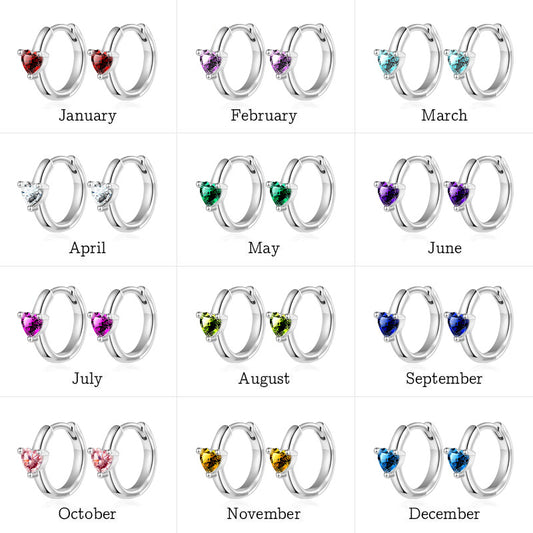 Gnoce Birthstone Heart Hoop Earrings_6