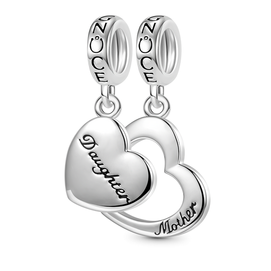 Gnoce Mother&Daughter Heart Pendant Dangle Charm_1