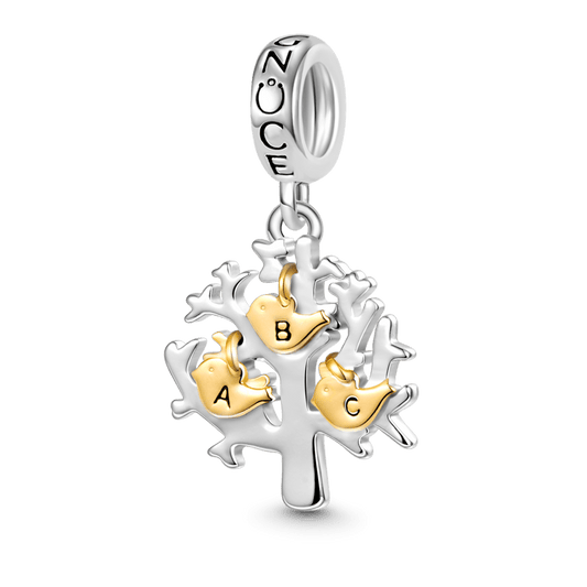 Gnoce Birds & Life Tree Initial Letters Personalized Pendant Charm_1