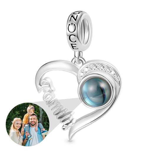Gnoce Projection Love Family Heart Personalized Photo Pendant Dangle Charm_1