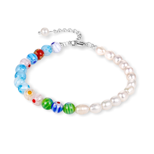 Gnoce Multi Color Beaded & Pearl Bracelet Hook Clasp_1