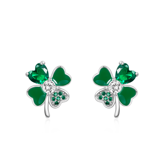 Gnoce Lucky Four Leaf Clover Stud Earrings_1