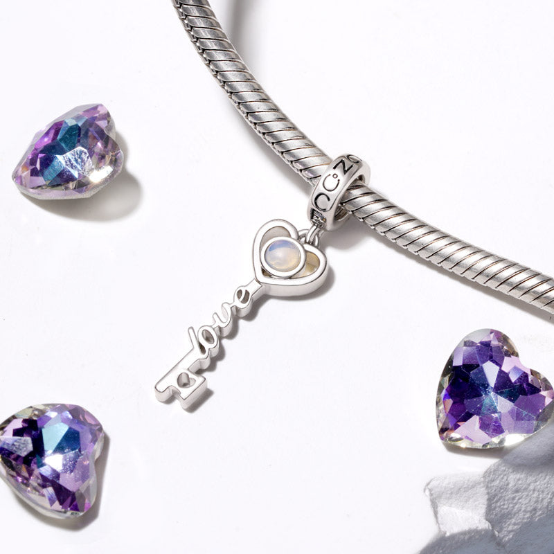 Gnoce Key to Love Moonstone Pendant Dangle Charm_3
