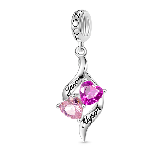 Gnoce Double Heart Engravable Pendant Dangle Charm_1