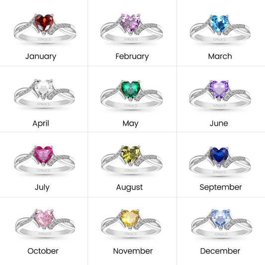 Gnoce Sparkling Birthstone Heart Ring_7