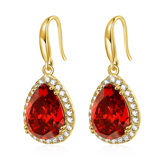 Gnoce Pear-shape Drop Birthstone Dangle Earrings 18K Gold Plated_1
