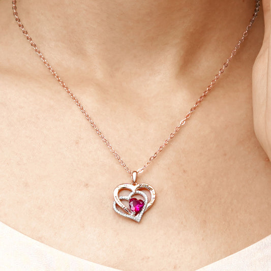 Gnoce "I Love You to the Moon and Back" Birthstone Heart Necklace_4