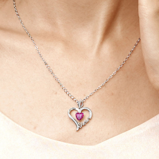 Gnoce "Sister" Birthstone Heart Necklace_4