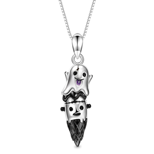 Gnoce Halloween Ghost Ice Cream Cone Necklace_1