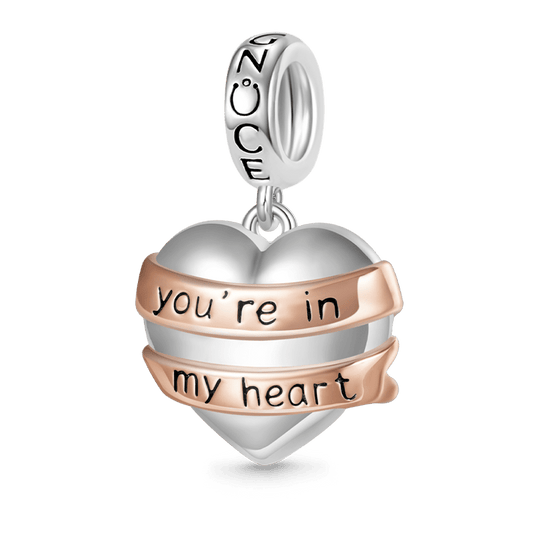 Gnoce Engravable Heart Ribbon Pendant Dangle Charm_1